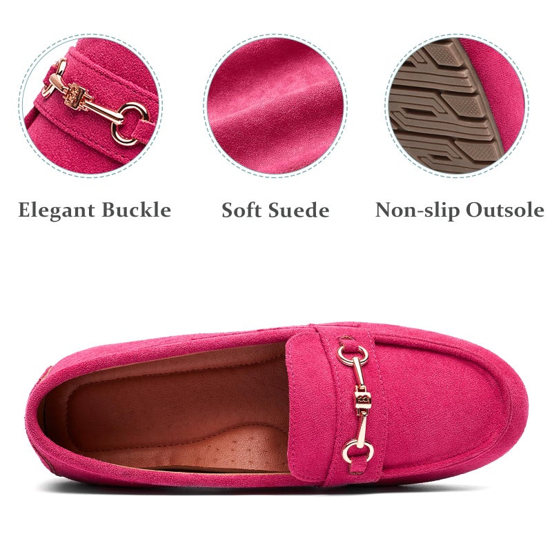 BGSTGUDS Women Wide Loafers Shoes Cute Dressy Shoes Ladies Comfort Slip Ons Work Shoes, Hot Pink, Size 9 - Image 3