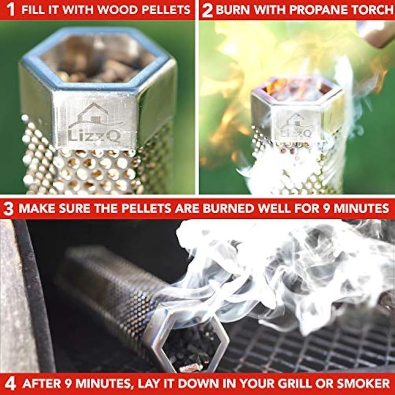 Arabest Premium Pellet r Tube 12 - 5 Hours of Billowing  - for Any Grill or r, Hot or Cold Smoking - Easy, Safety and Tasty Smoking - Free eBook Grilling Ideas and Recipes - Image 2