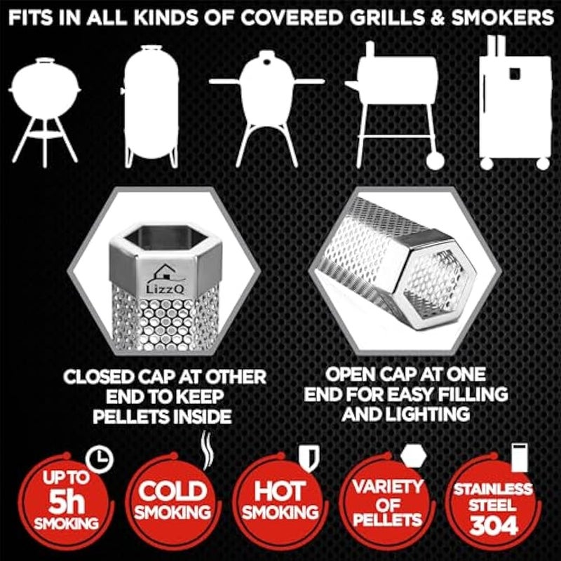 Arabest Premium Pellet r Tube 12 - 5 Hours of Billowing  - for Any Grill or r, Hot or Cold Smoking - Easy, Safety and Tasty Smoking - Free eBook Grilling Ideas and Recipes - Image 4