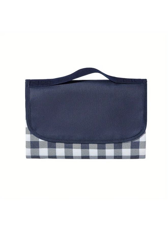 Dark Blue Oxford Beach Blanket Portable Foldable Outdoor Mat 200x150cm Machine Washable - Image 1