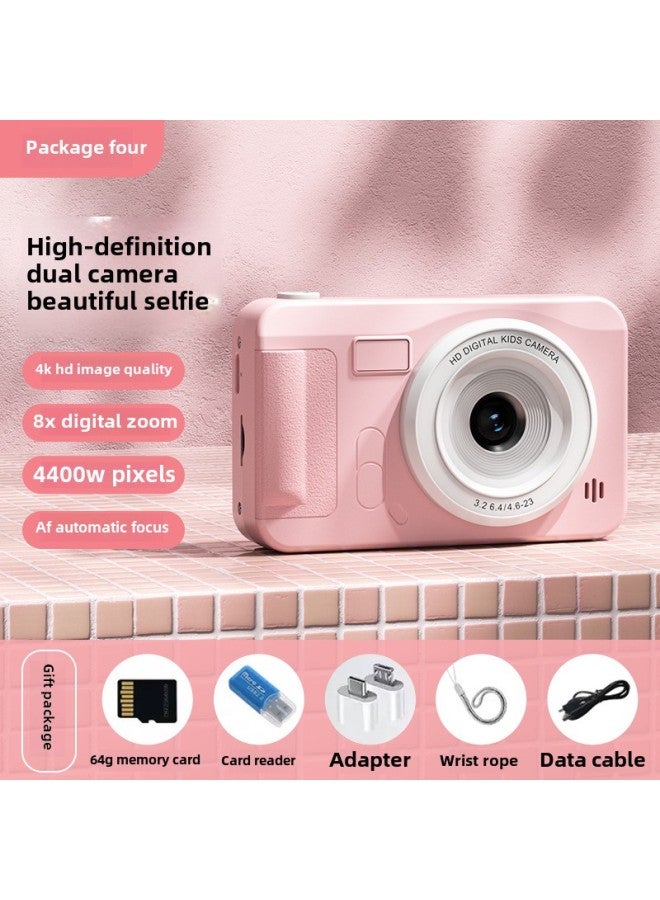 Generic TIKTOK Hot Special For CCD Card Machine 2.4 "HD Dual Camera Portable Digital Camera For Children-Body Color:Pink + 64G Memory Card  - Image 1