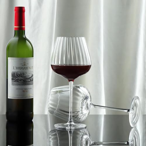 bellemax 250ML Crystal Wines Glasses Red or White Cut Wines Glasses, Transparent Champagne Flute Wine Glass Set, Long Wine Glass Set (Flower-BX, 4 Count) - Image 5