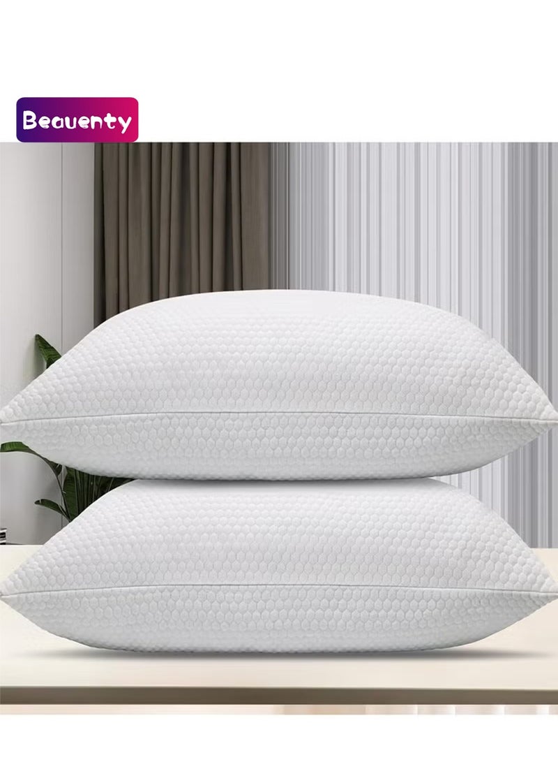 Beauenty 48*86cm Bed Pillows for Sleeping, Shredded Memory Foam Pillows King Size Set of 2 Pack Adjustable Cooling Pillows for Side and Back Sleeper with Washable Removable Cover. - Image 1