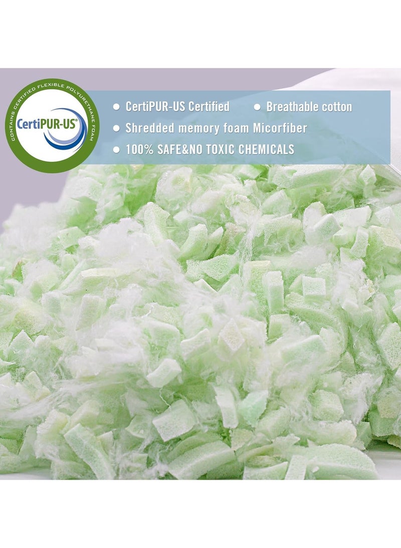 Beauenty 48*86cm Bed Pillows for Sleeping, Shredded Memory Foam Pillows King Size Set of 2 Pack Adjustable Cooling Pillows for Side and Back Sleeper with Washable Removable Cover. - Image 4