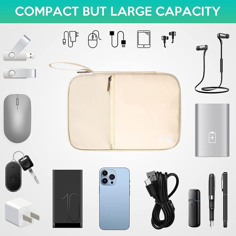 Styleys Electronics Organizer Travel Cable Organizer Bag Compact Waterproof Electronic Accessories Cord Case for Hard Drives, Cables, Cords, Chargers (Beige - S12002) - Image 3