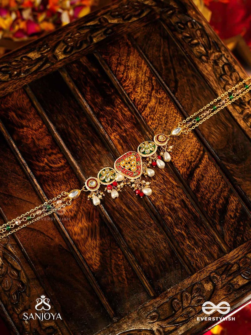 SANJOYA by EVERSTYLISH Kundan Necklace for Women | Enamel & Pearl Drop Layered Necklace | Ethnic Jewelry for Weddings, Festivals & Special Occasions - Image 3