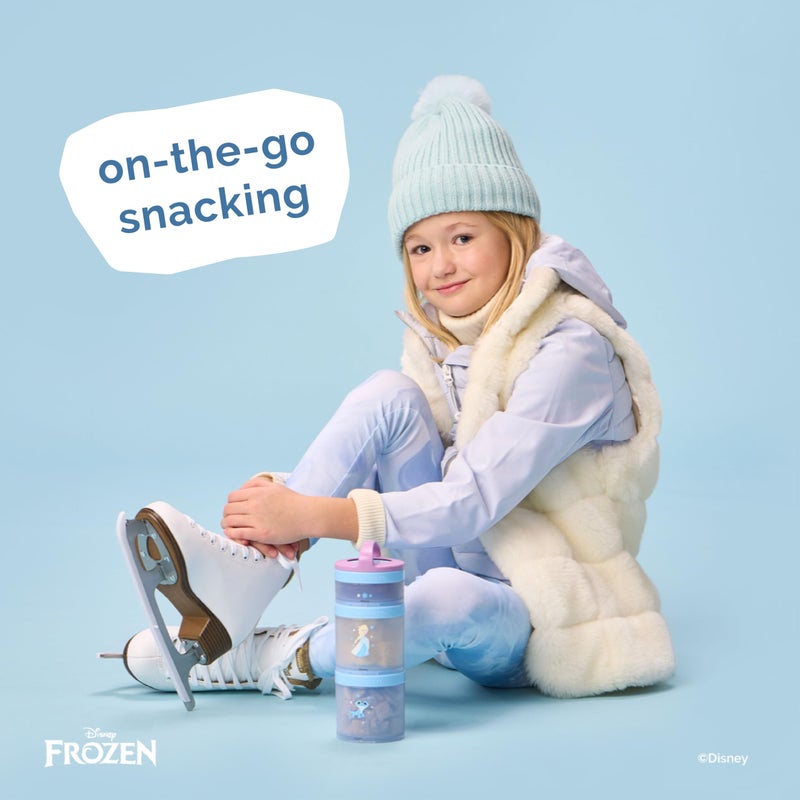 Whiskware Disney Princess Frozen, Stackable Snack Containers for Kids, 3 Stackable Snack Cups for School or Travel, Formula and Cupholder Friendly, Elsa and Bruni - Image 5