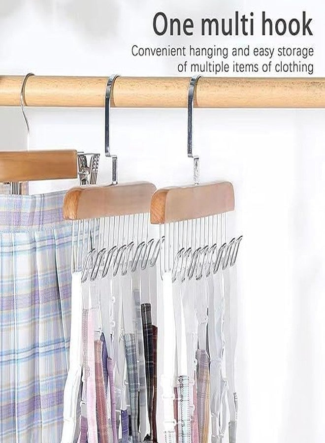 SYUTA Adjustable Wooden Clothes Hanger with 8 Hooks - Wardrobe and Cupboard Organizer for Lingerie, Belt, Scarf, Tie, Garments and Accessories - Pack of 1 - Image 3