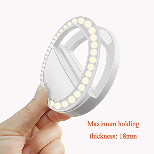XINBAOHONG Selfie Ring Light Rechargeable Portable Clip-on Selfie Fill Light with 36 LED for Smart Phone Photography, Camera Video, Girl Makes up Black … - Image 2