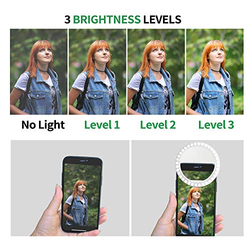 XINBAOHONG Selfie Ring Light Rechargeable Portable Clip-on Selfie Fill Light with 36 LED for Smart Phone Photography, Camera Video, Girl Makes up Black … - Image 4