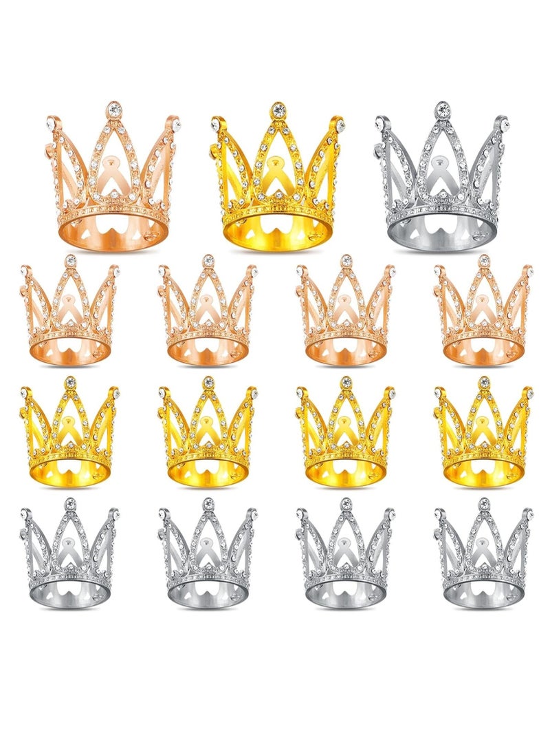 Zikra Crown Cake Topper 15 Pcs Crown for Cake Topper Mini Crown Cupcake Decoration Gem Style Tiny Queen Crowns Cake Decoration for Women Girl Wedding Baby Shower Baby Birthday Party - Image 1