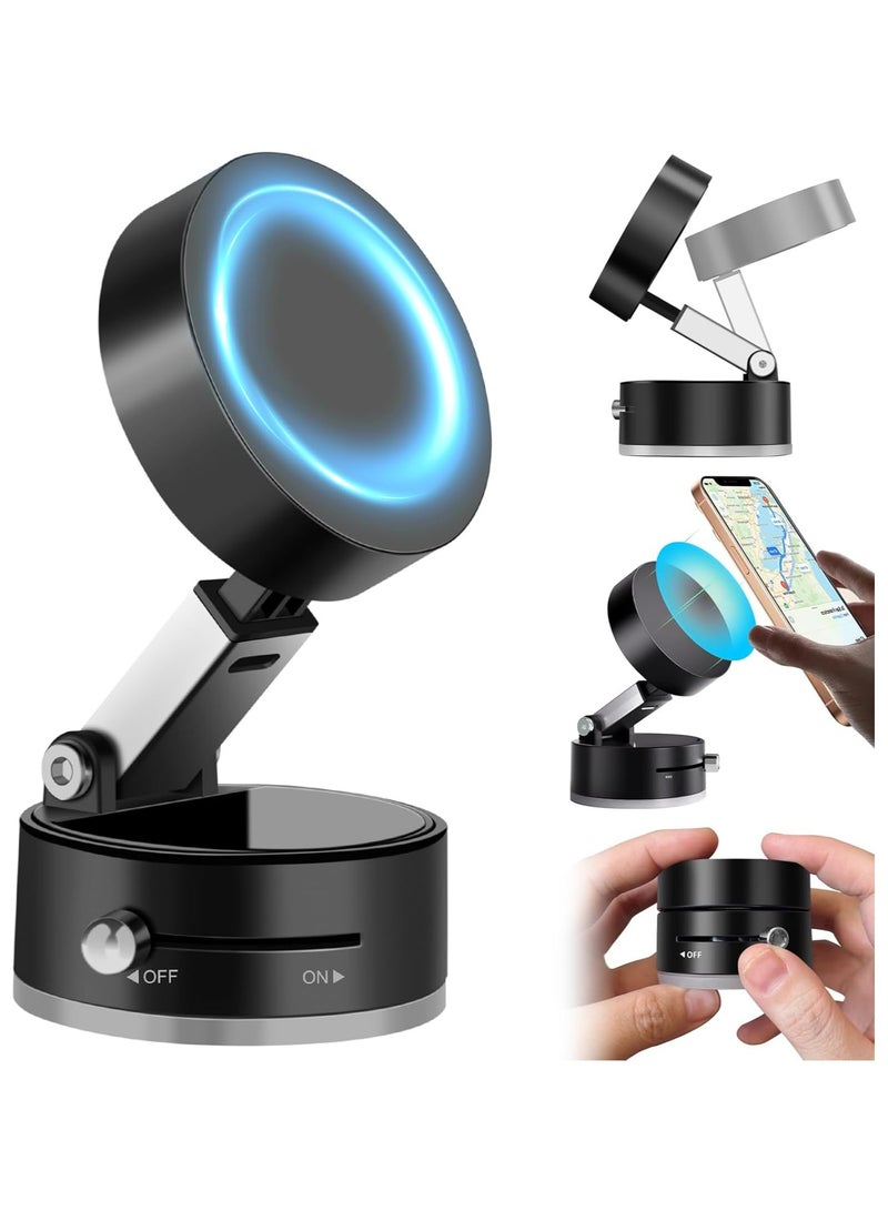 Magnetic Car Phone Holder, Suction Cup Mount, Multi-Angle Rotation, Includes Mirror Stickers, Magnetic Sheets, and Hex Wrench for Easy Installation - Image 1