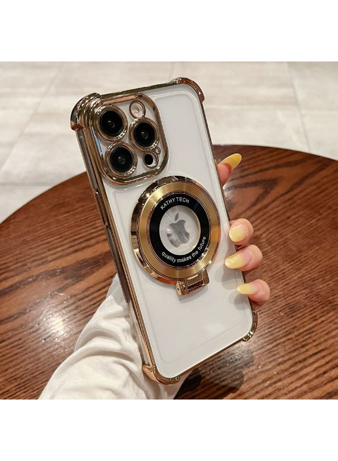 NIBEMINENT Electroplated Magnetic Suction Protection Case With Magsafe For IPhone 15 Pro, Gold - Image 2