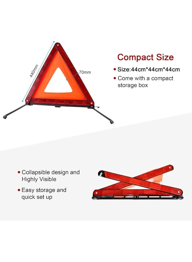 XOOL Triple Warning Triangle Emergency Warning Triangle Reflector Safety Triangle Kit Suitable for Roadside Emergencies, 3-Pack - Image 2