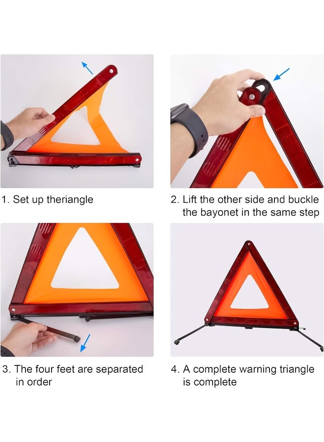 XOOL Triple Warning Triangle Emergency Warning Triangle Reflector Safety Triangle Kit Suitable for Roadside Emergencies, 3-Pack - Image 4