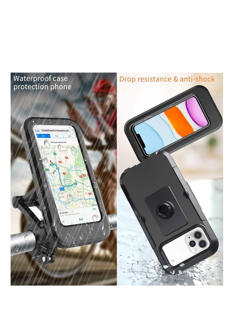 Generic Waterproof Height Adjustable 360 ​​Degree Rotation Touch Screen Phone Holder for iPhone/Samsung/Huawei/All 4-6.8 Inch Mobile Phones/GPS on Bike/Motorcycle Handlebar  - Image 2