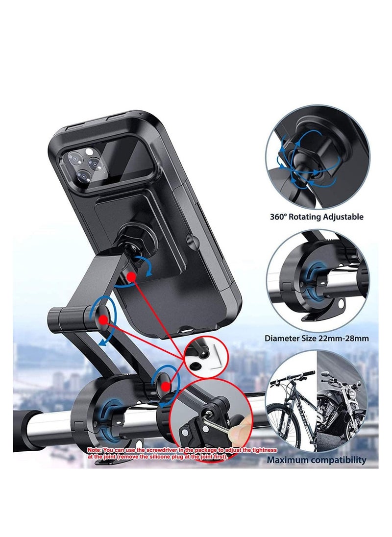 Generic Waterproof Height Adjustable 360 ​​Degree Rotation Touch Screen Phone Holder for iPhone/Samsung/Huawei/All 4-6.8 Inch Mobile Phones/GPS on Bike/Motorcycle Handlebar  - Image 3