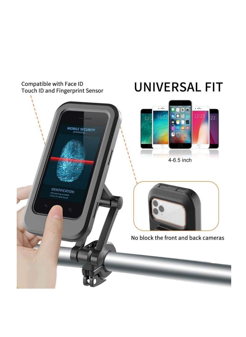 Generic Waterproof Height Adjustable 360 ​​Degree Rotation Touch Screen Phone Holder for iPhone/Samsung/Huawei/All 4-6.8 Inch Mobile Phones/GPS on Bike/Motorcycle Handlebar  - Image 4