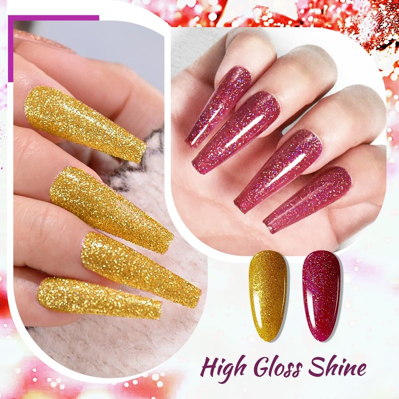 JODSONE 23 Bottles of Glitter Colorful and Elegant Gel Polish kit with 3 Bottles of Matte and Glossy Top Coat Base Coat Gel Nail Set - Image 3