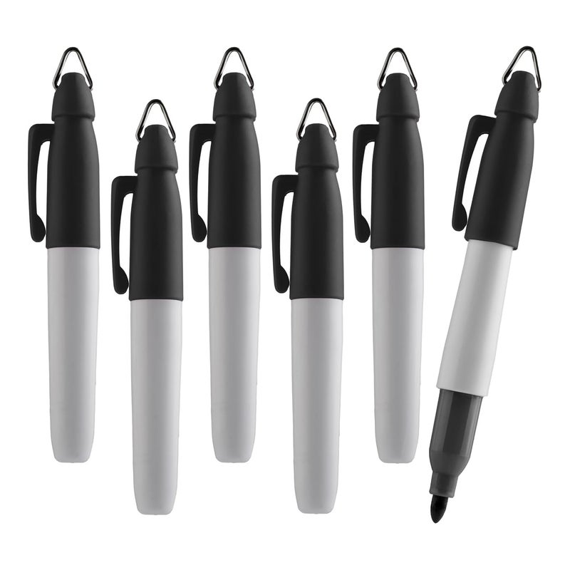 TH Golf Mini Permanent Markers, Assorted Colours, Fine Point, 6 Count (Black)
