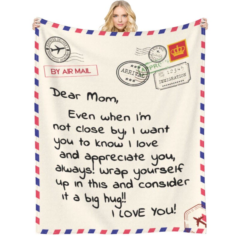 Throw Blankets Anniversary Birthday Gift for Mom from Daughter Son Dear Mom Blanket for Mothers Day Super Soft Flannel Throw Blankets for Christmas Valentines Day for Bed Couch60x80