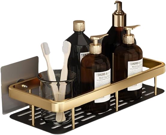 iYOGIzz iYOGIzz Aluminum Wall Mounted Shower Caddy Shelf, Aluminum Bathroom Organiser,Wall Shelf Holder Anti Rust,Kit Included,Large Capacity Adhesive,Easy Installation Durable for Bathroom.  - Image 1