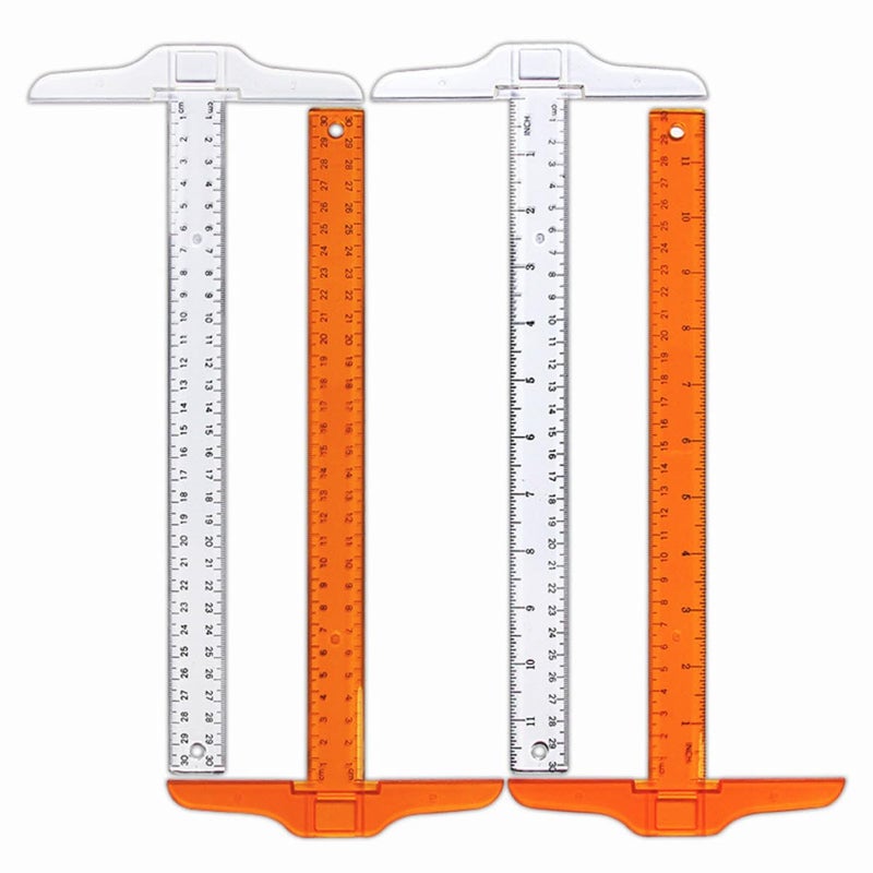 Orange Square Plastic Ruler 2PCS Double Side Measuring Scale Centimeter for Drafting Technical and Student Design Work - Image 4