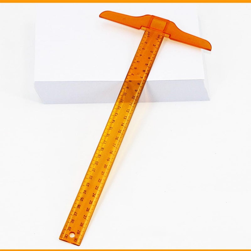 Orange Square Plastic Ruler 2PCS Double Side Measuring Scale Centimeter for Drafting Technical and Student Design Work - Image 5