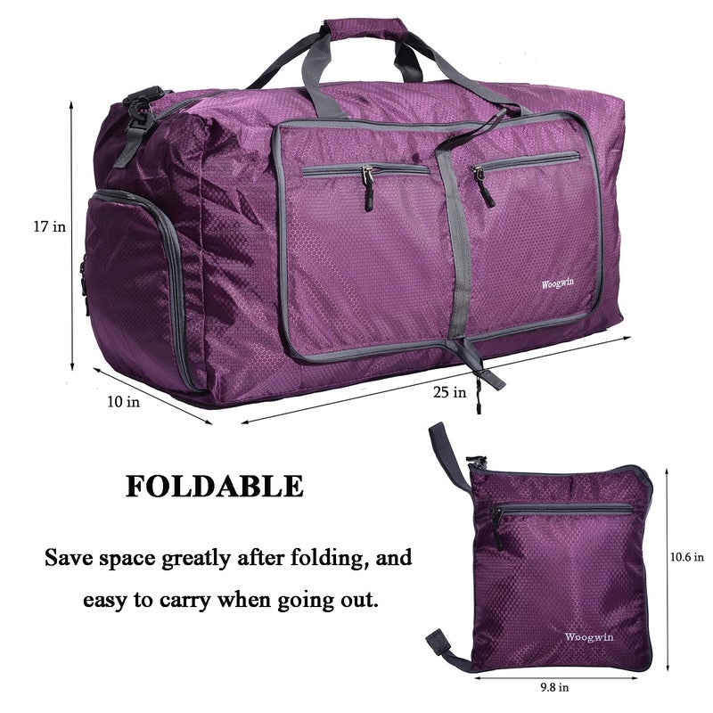 Woogwin Travel Duffel Bag Large Foldable Waterproof Overnight Bag for Beach Swim Bags Pool Sports Gym (60L Purple) - Image 3