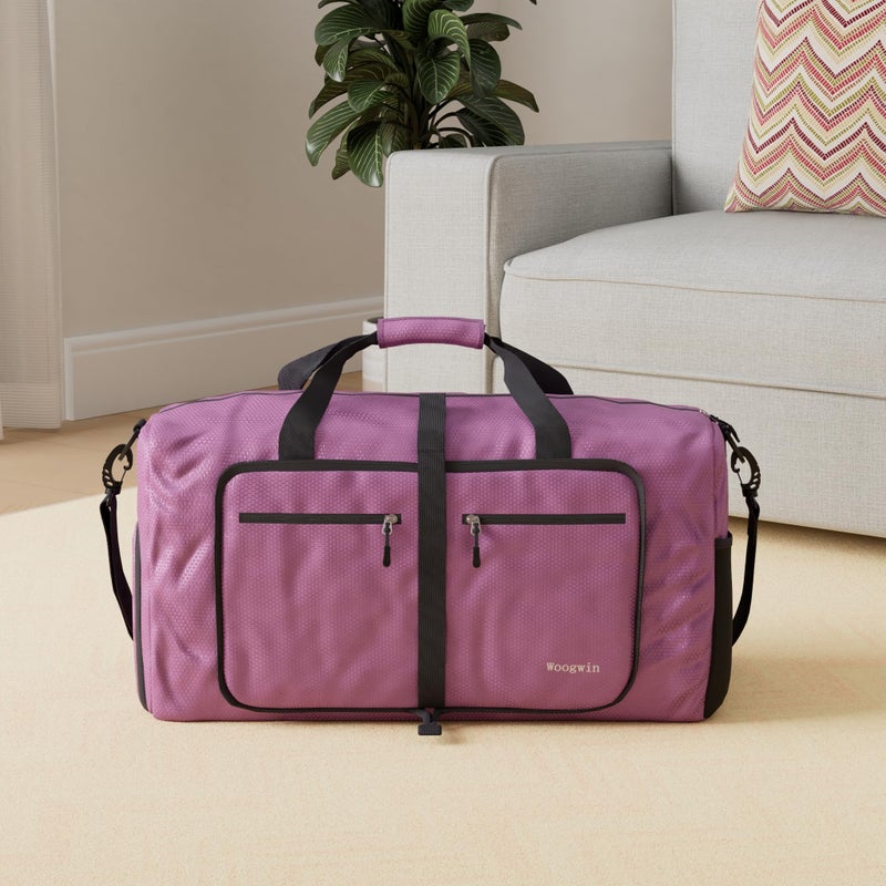 Woogwin Travel Duffel Bag Large Foldable Waterproof Overnight Bag for Beach Swim Bags Pool Sports Gym (60L Purple) - Image 2