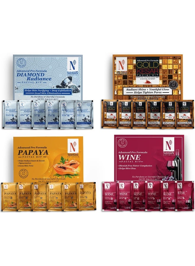 NUTRIGLOW مجموعة الوجه من نوتري جلو ناتشورالز بتركيبة برو المتقدمة بتألق الماس، كيسار الذهب، البابايا، والنبيذ - Image 1
