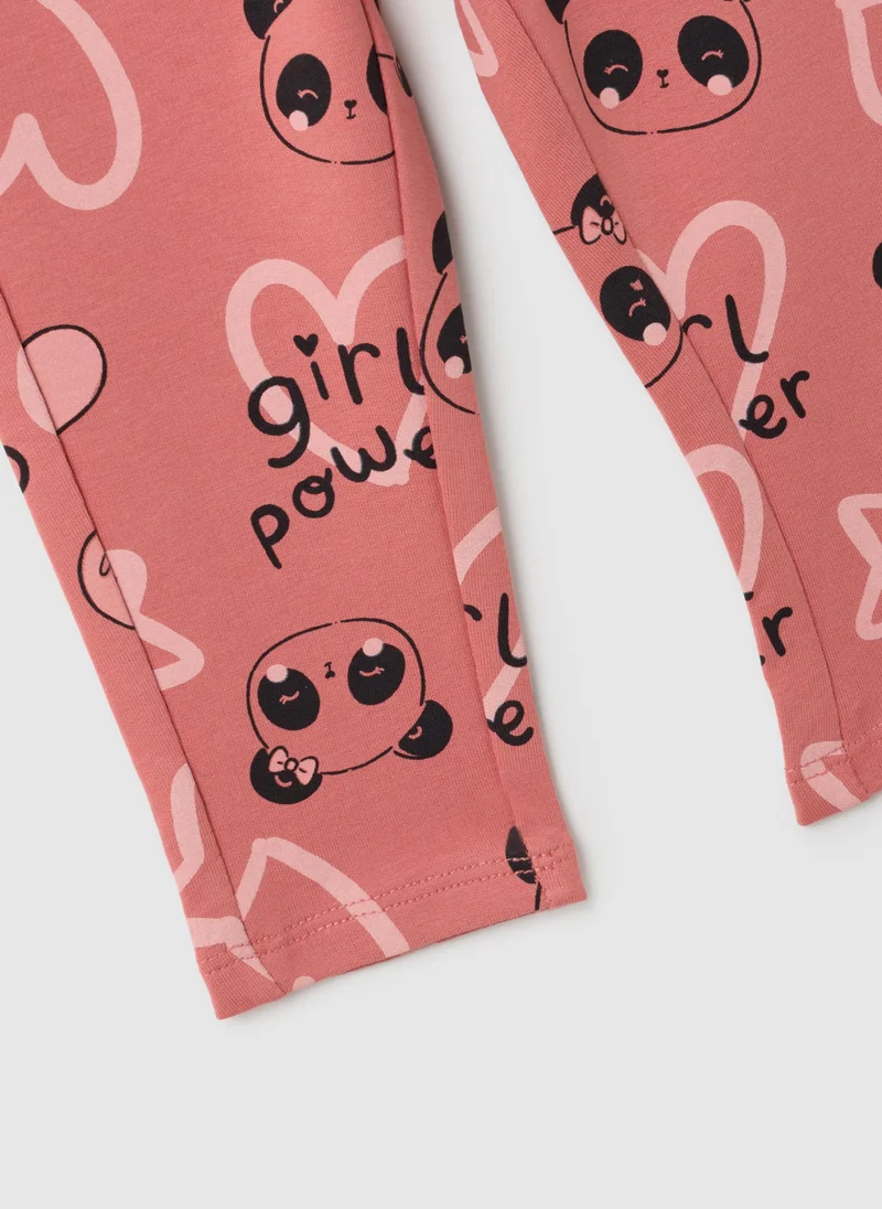 او في اس BABY GIRL PINK STRETCH COTTON TREGGINGS