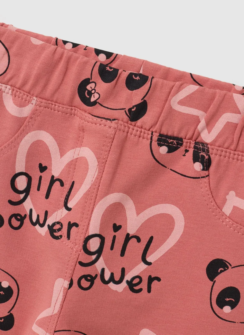 او في اس BABY GIRL PINK STRETCH COTTON TREGGINGS