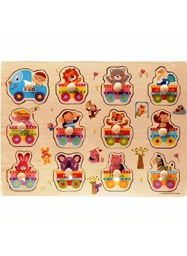 Generic - Pairing Maze & Assemble Wooden Puzzles for Toddlers, Jigsaw Shape Matching, Teacher Parents Early Learning Support Tools, Montessori Motor Skill Development Toys (Baby Animals Pattern) - Image 1
