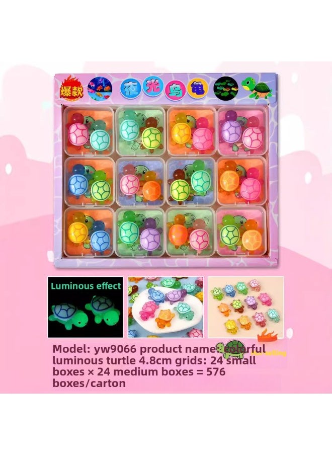 Generic - Luminous Turtle Resin Ornaments Jelly Color Chain Small Turtle Stack Le Fluorescent Turtle Lucky Turtle Toy Wholesale-Color:Small Keychain Pendant Blind Box-24 Small Boxes - Image 1
