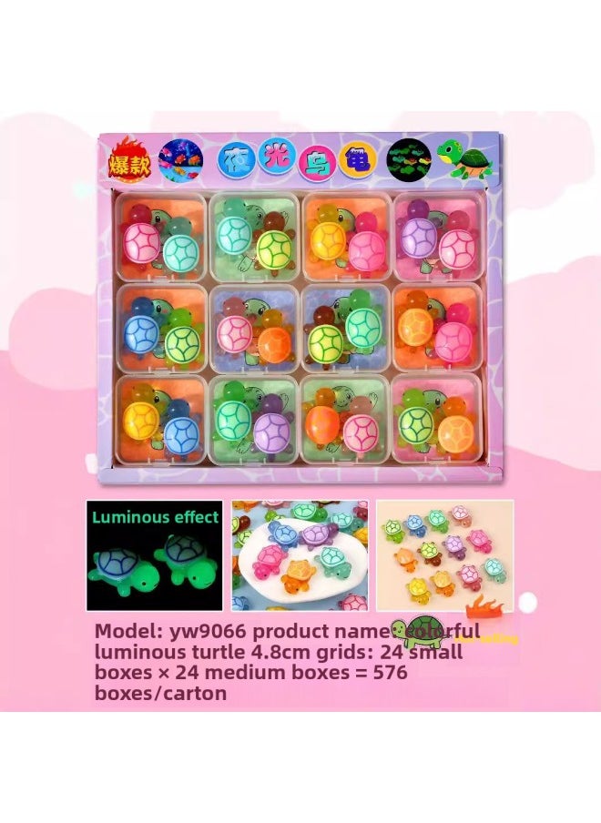 Generic - Luminous Turtle Resin Ornaments Jelly Color Chain Small Turtle Stack Le Fluorescent Turtle Lucky Turtle Toy Wholesale-Color:Small Keychain Pendant Blind Box-24 Small Boxes - Image 1