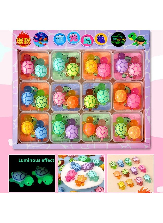 Generic - Luminous Turtle Resin Ornaments Jelly Color Chain Small Turtle Stack Le Fluorescent Turtle Lucky Turtle Toy Wholesale-Color:Small Keychain Pendant Blind Box-24 Small Boxes - Image 1