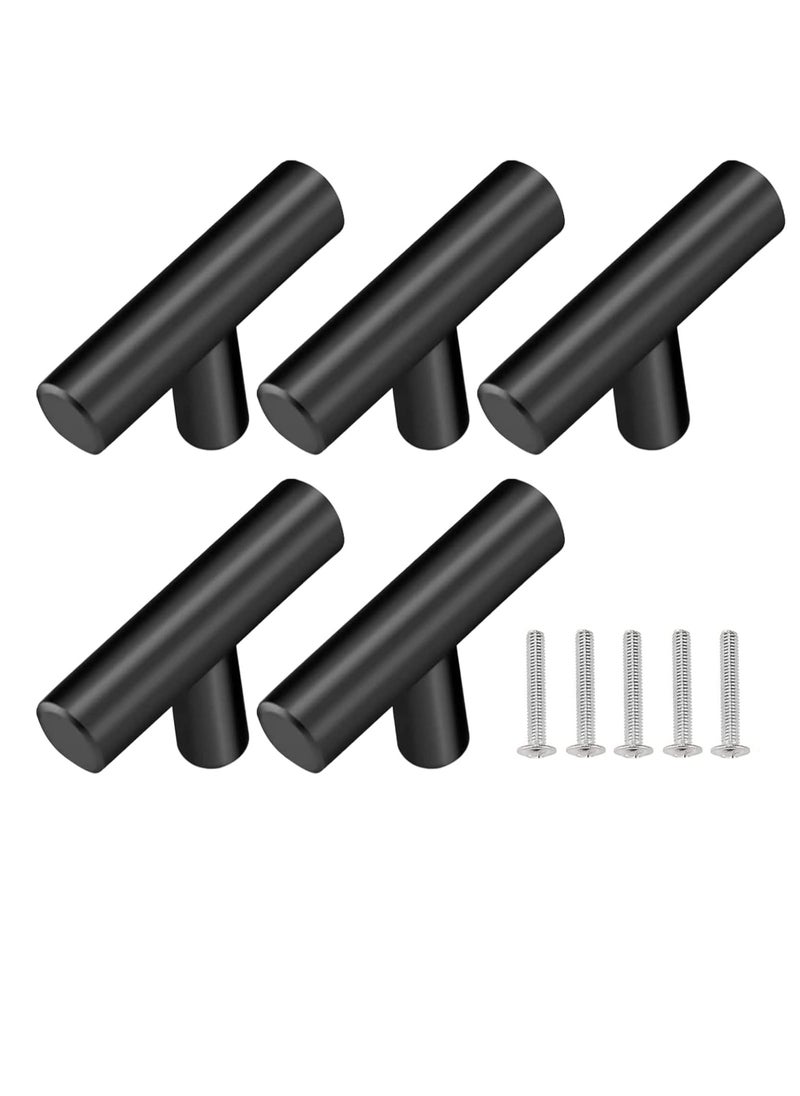 Oasisgalore 5 Pack T-Bar Cabinet Knob Kitchen Door Handles Single Hole Flat Cabinet Handles Cupboard T Bar Handle (Black)  - Image 1