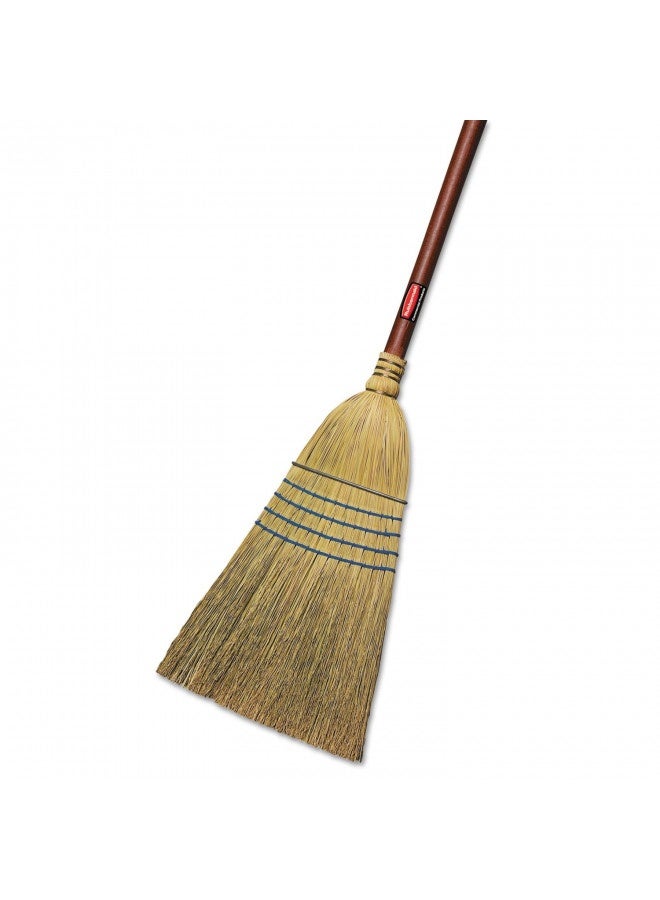 Rubbermaid Rubbermaid Commercial Products Heavy-Duty Corn Broom, 1 1/8-Inch Wood Handle, Blue, Indoor/Outdoor Broom For Courtyard/Garage/Lobby/Mall/Office  - Image 2