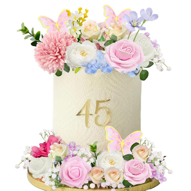 GmakCeder Floral Flower Cake Topper Butterfly for Wildflower Baby In Bloom themed Floral Birthday Bride Cake - Image 3