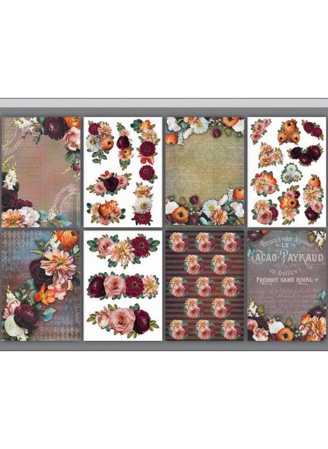 CrafTreat Floral Decoupage Paper For Furniture Decorative Flowers 3 Size: A4 (8.3 X 11.7 Inch) 8 Pcs Decoupage Paper Craftsdecorative Paper For Decoupagedecoupage Paper Floral For Scrapbooking  - Image 1