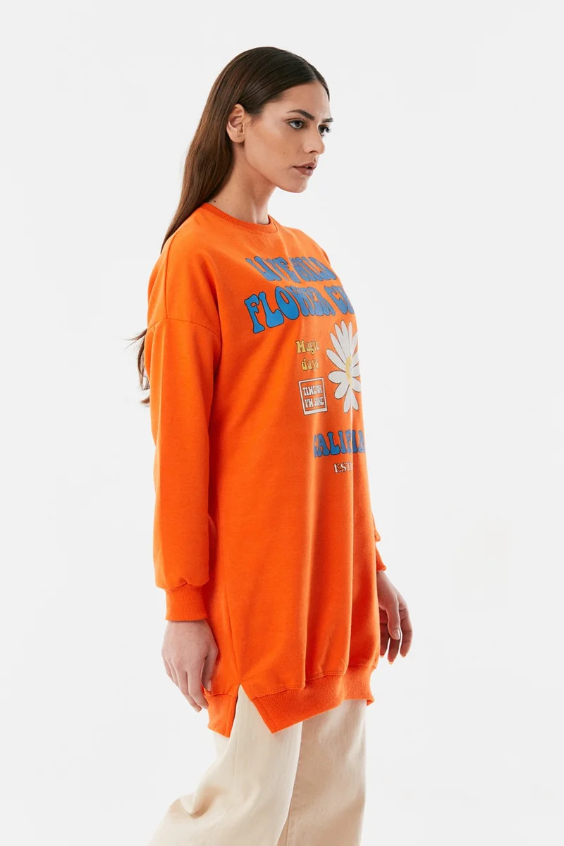 FullaModa Printed Crew Neck Sweatshirt