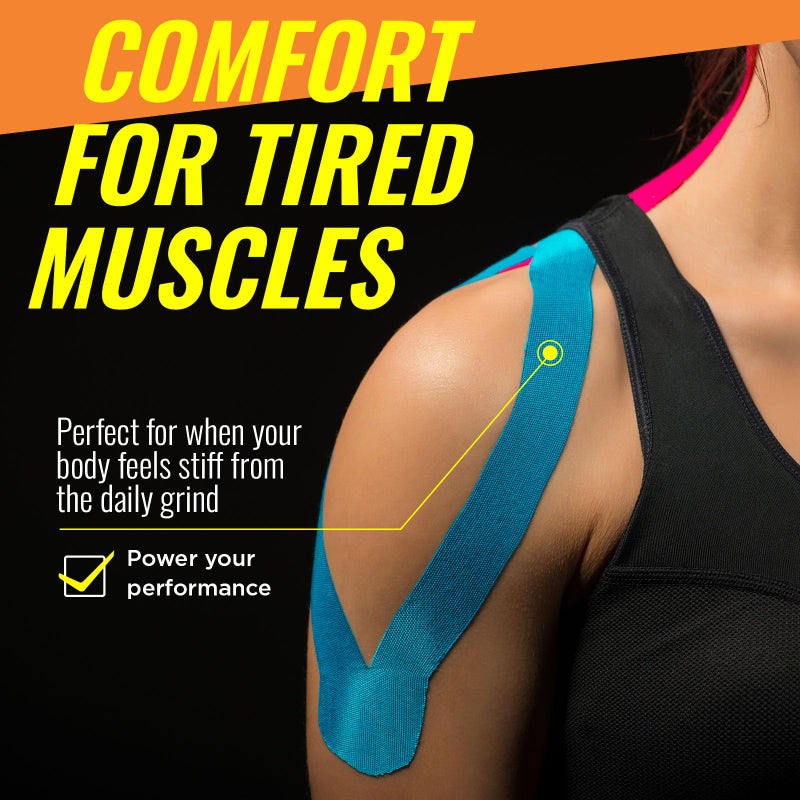 Adamson Kinesiology Tape â€“ Sports & Athletic Tape 2 in x 16 ft â€“ Elastic, Latex-Free, Water-Resistant Muscle Support Tape â€“ 3 Rolls (Black, Blue, Pink) â€“ for Training & Recovery - Image 3