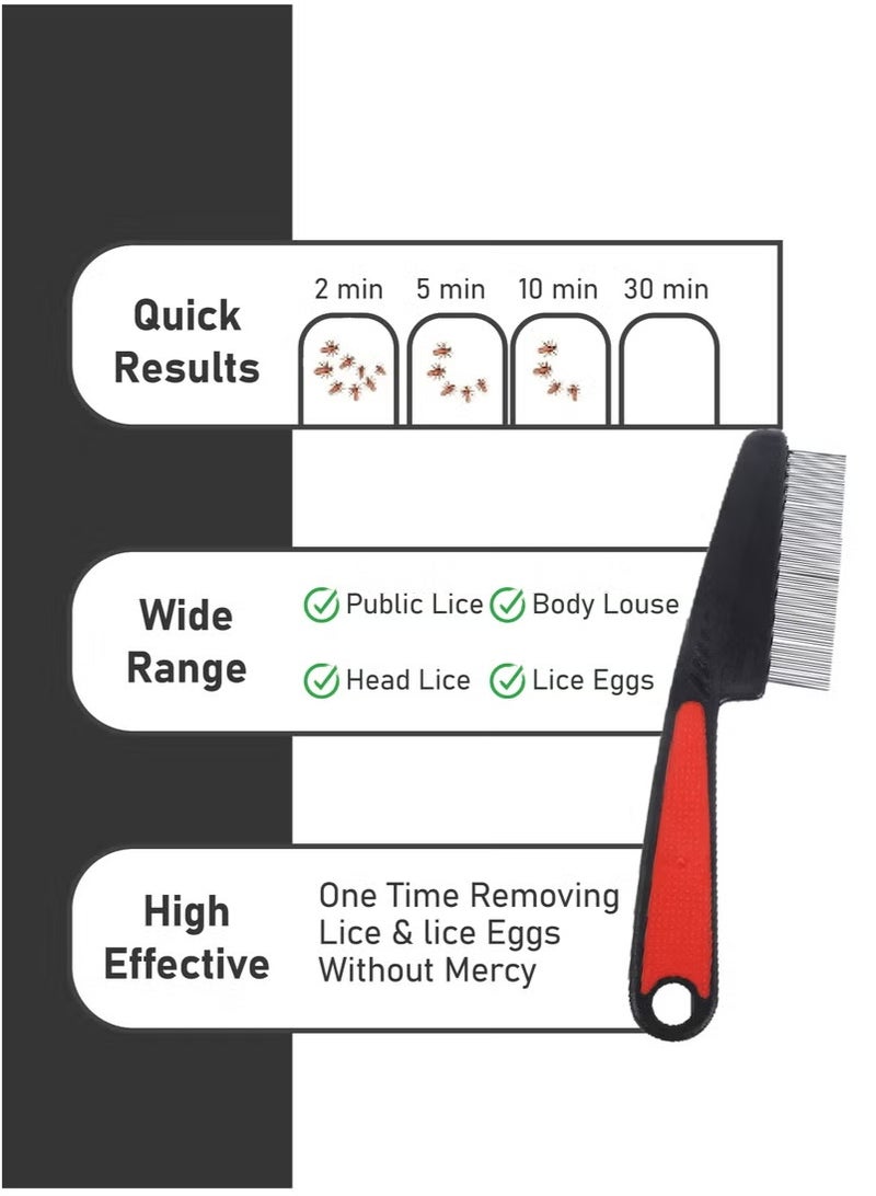 Lice Combs, Stainless Steel Fine Tooth Comb Lice Comb Professional Head Lice Nit Removal Hair Comb for Kids Adults Pets Dog Long/Short Hair - Image 3