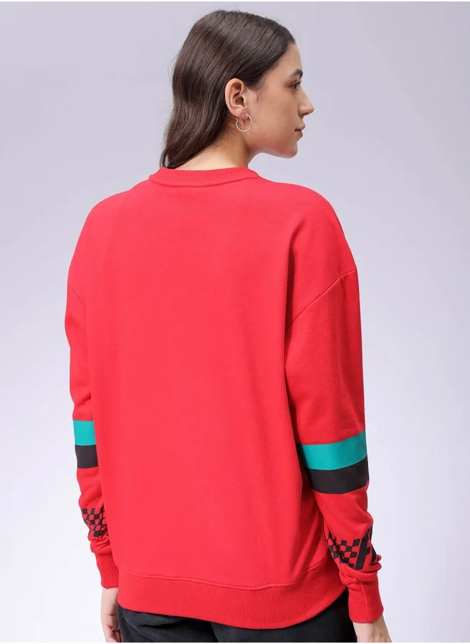 مرفوعة Women Boxy Fit Racing Oversized Sweatshirt
