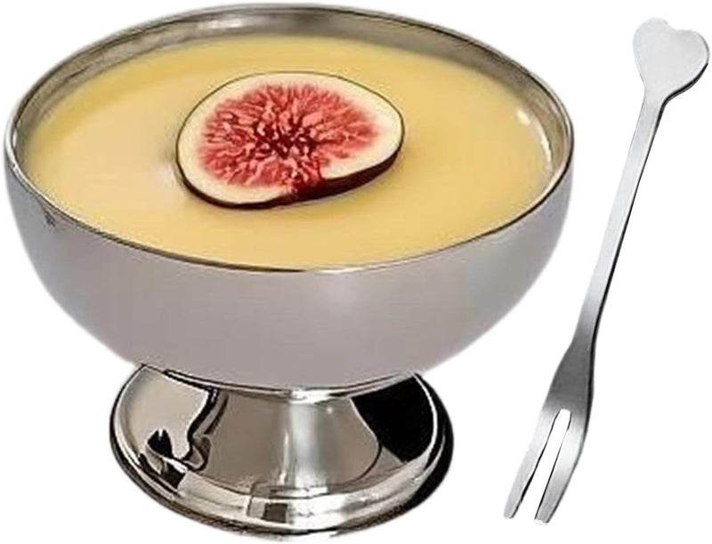 Stainless Steel Ice Cream Bowls - Ice Cream Flatware,Party Pudding Bowl - for Home Hotel Restaurant Party Shops Picnics Birthday Holiday Summer Festivals Movie Nights Milkshake Snacks - Image 1