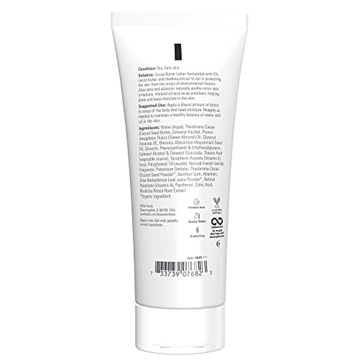 NOW Solutions, Cocoa Butter Lotion for Dry and Flaky Skin, with Aloe Vera, Allatonin and Almond Oil, 8-Ounce - Image 2