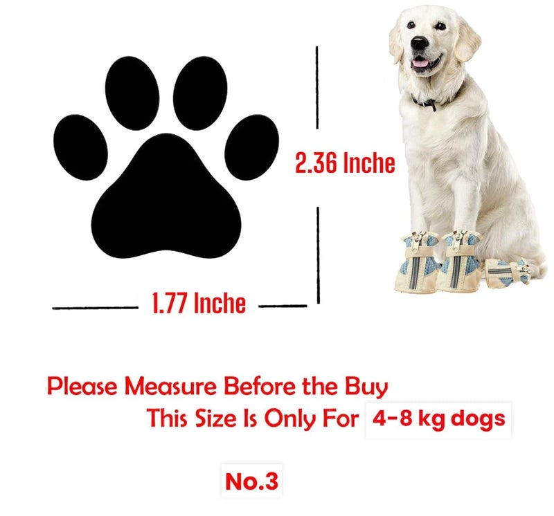 Doggo Bite Dog Shoes for Shih Tzu, Golden Retriever, German Shepherd/Summer Heat Dog Boot Adjustable Non-Slip, PU Paw Protector-Waterproof Size-3 for 1 to 4 Kg(L X W Paw-2.36x 1.77) Inches - Image 2