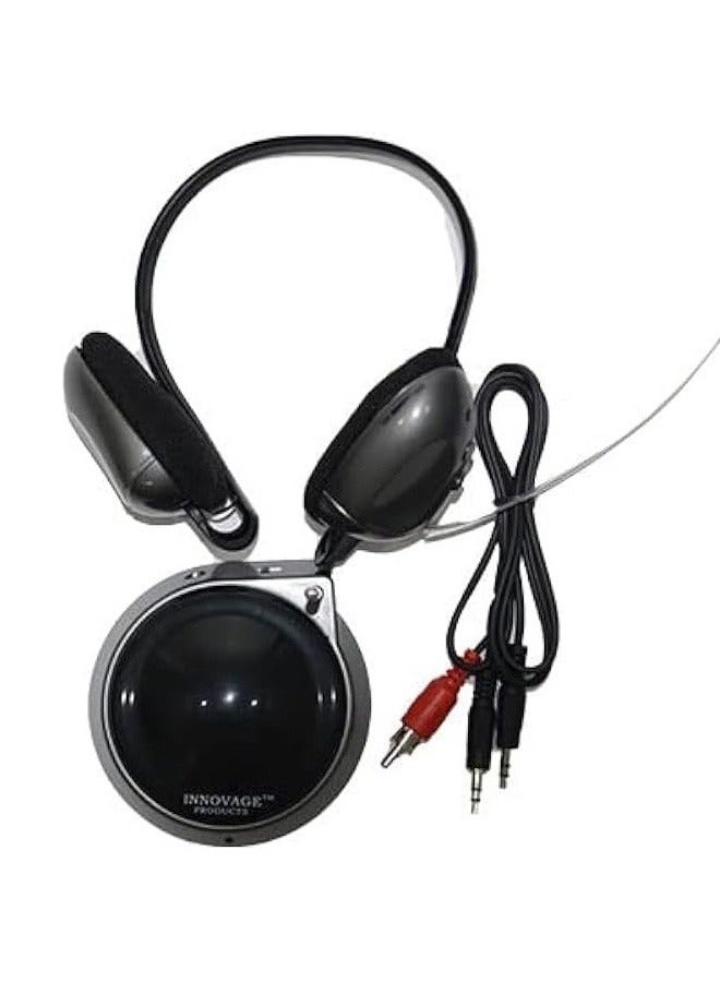 Taimi Wireless Transmitter Headphones with FM Scan Radio Black  - Image 1