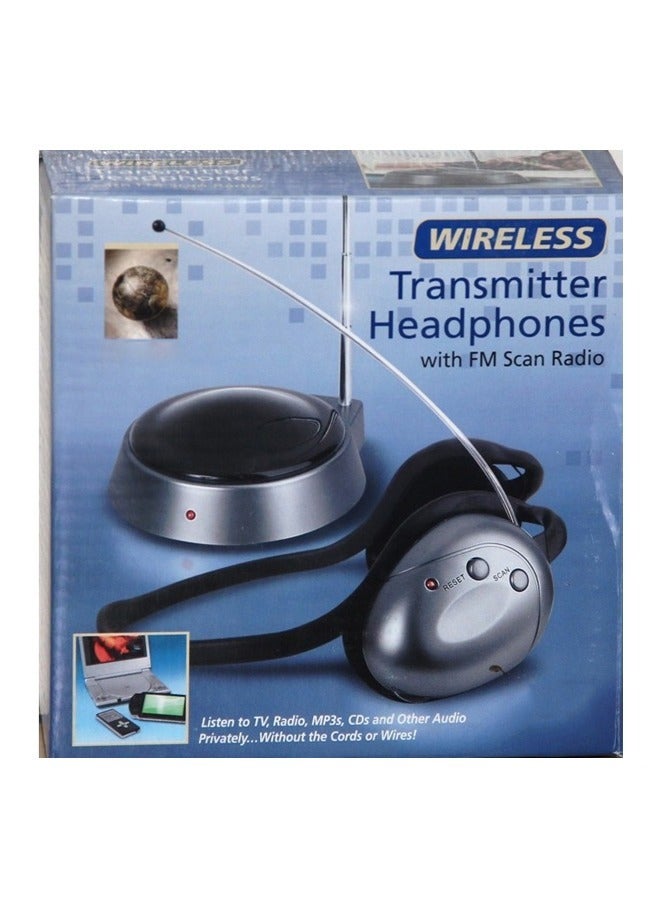 Taimi Wireless Transmitter Headphones with FM Scan Radio Black  - Image 2